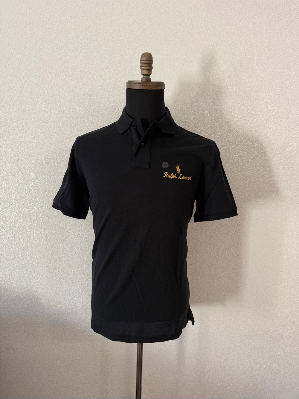 Ralph Lauren Black Polo with Gold Embroidered Logo